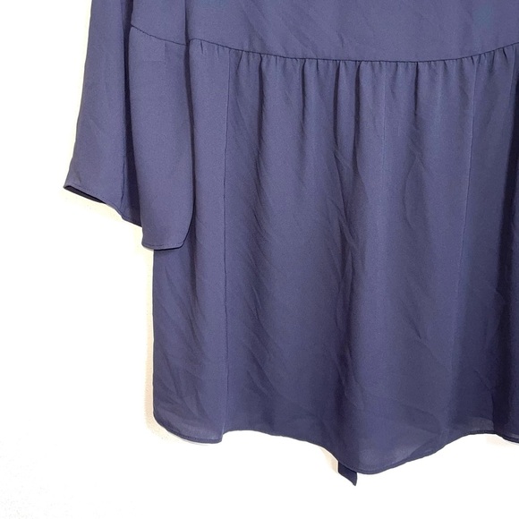 Ann Taylor Navy Blue Flare Sleeve Tie Back Blouse Medium Women’s - Picture 4 of 11